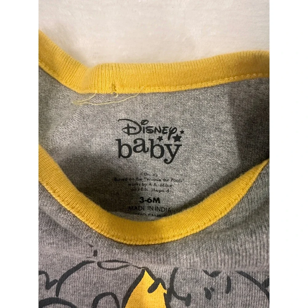 Disney Baby Winnie the Pooh Bodysuit 3-6M Gray Yellow Honey Pot Infant Unisex